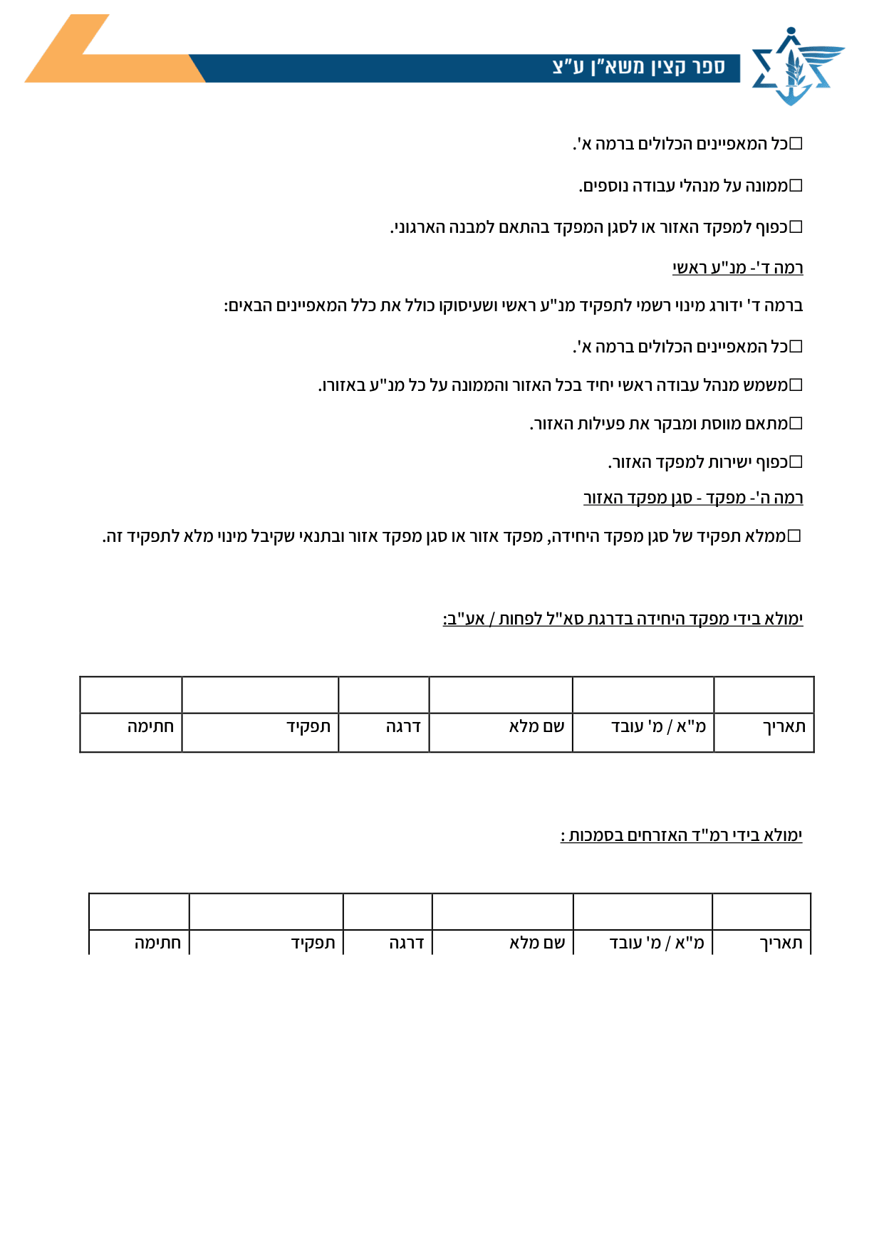 עמוד 2 של נספח ד' – טופס אישור תפקיד למנ"ע